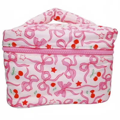 Ellison+young Women's Cherry Bowtiful Coquette Travel Cosmetic Case In Pink In Multi