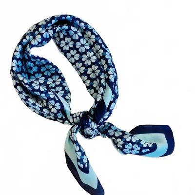 Ellison+young Women's Four Petal Clover Square Scarf In Blue