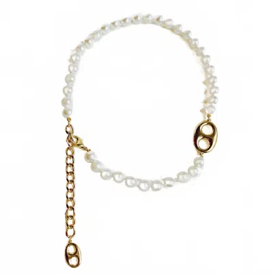 Ellison+young Women's Horse Bit Pearl Necklace In White In Gold