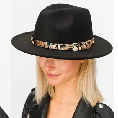 Ellison+young Women's Leopard Band Fedora Hat In Black