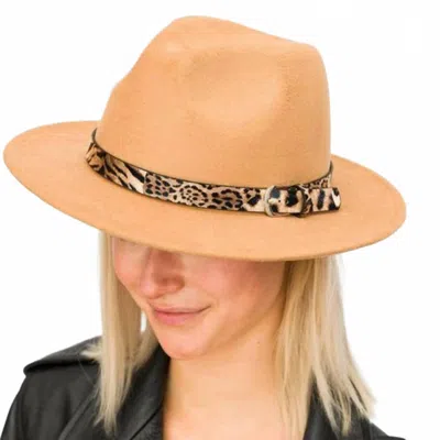 Ellison+young Women's Leopard Band Fedora Hat In Camel In Brown