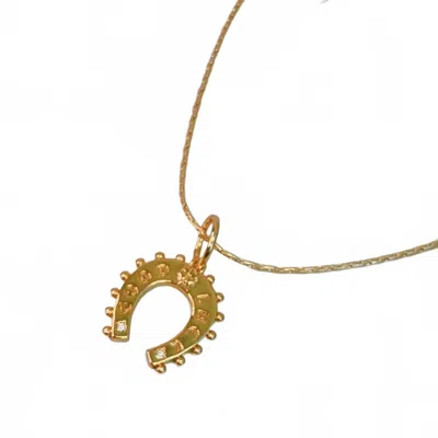 Ellison+young Women's Lucky Horseshoe Necklace In Gold In Pink