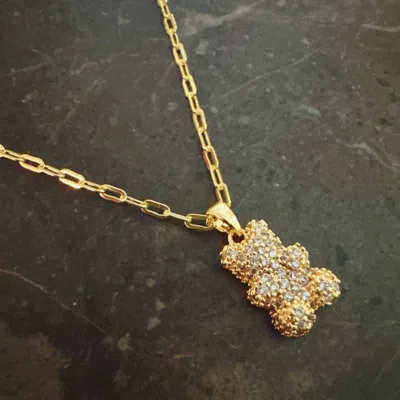 Ellison+young Women's Pavé Bling Bear Pendant Necklace In Gold