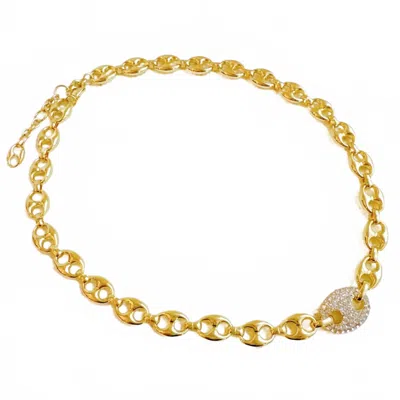 Ellison+young Women's Pavé Horse Bit Chain Necklace In Gold