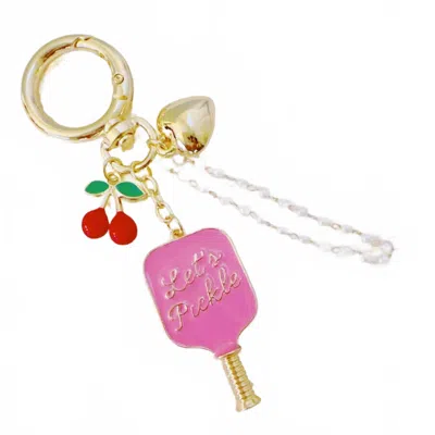 Ellison+young Women's Pickleball Cherry Bag Charm And Keychain In Gold Pink