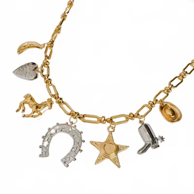 Ellison+young Women's Wild Western Multi Charm Necklace In Gold