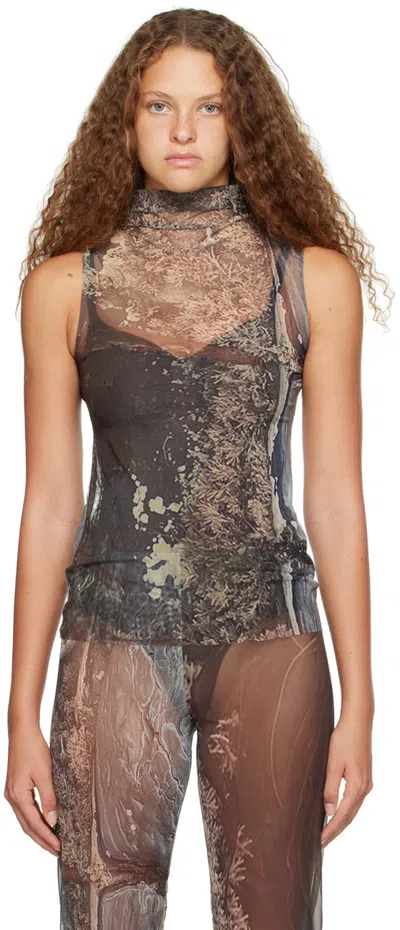 Elliss Gray Rock Pool Tank Top In Print Multi