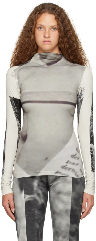 Elliss Gray Sculpted Long Sleeve T-shirt In Print Multi