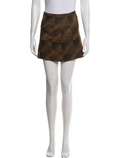 Pre-owned Elliss Plaid Print Mini Skirt In Brown