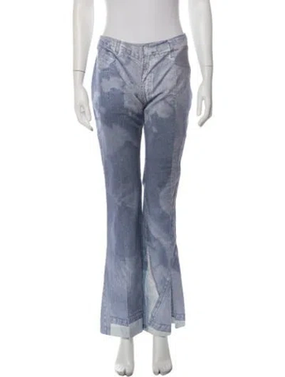Pre-owned Elliss Printed Flared Pants In Blue