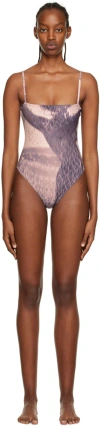 Elliss Ssense Exclusive Gray Capsule One-piece Swimsuit In Print