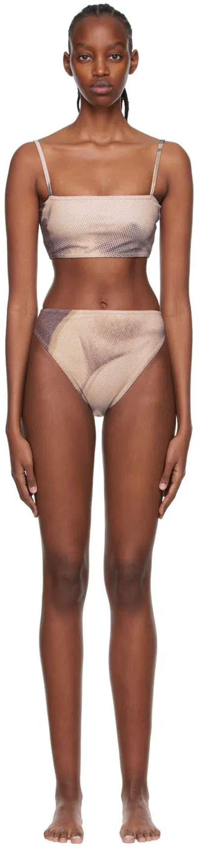 Elliss Taupe Nylon Bikini In Print