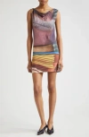 Elliss Zesty Print Cowl Neck Jersey Minidress In Print Multi