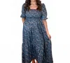 Elloh Women's Romantic Floral Hi Lo Flowy Maxi Dress In Blue In Blue