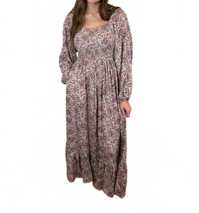 Elloh Women's Romantic Sweetheart Smocked Maxi Flying Dress In Pink In Multi
