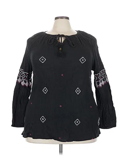 Pre-owned Ellos 3/4 Sleeve Blouse In Black