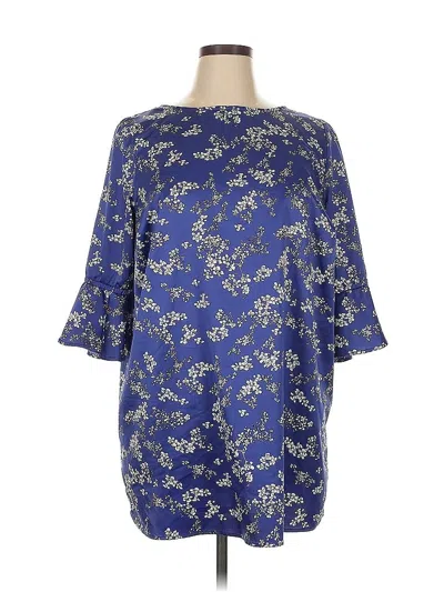 Pre-owned Ellos 3/4 Sleeve Blouse In Blue