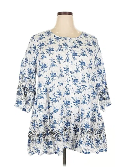 Pre-owned Ellos 3/4 Sleeve Blouse In Blue