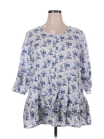 Pre-owned Ellos 3/4 Sleeve Blouse In Blue