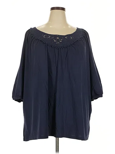 Pre-owned Ellos 3/4 Sleeve Blouse In Blue