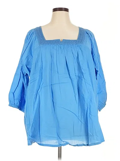 Pre-owned Ellos 3/4 Sleeve Blouse In Blue