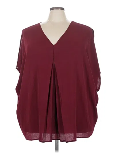 Pre-owned Ellos 3/4 Sleeve Blouse In Burgundy