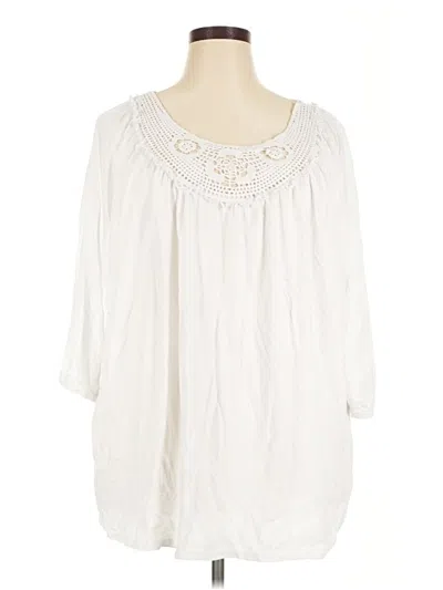 Pre-owned Ellos 3/4 Sleeve Blouse In Ivory