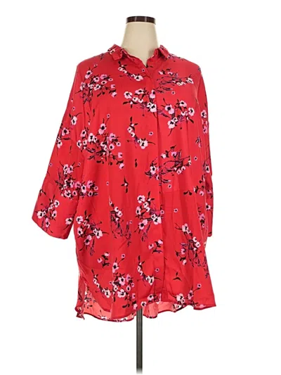 Pre-owned Ellos 3/4 Sleeve Blouse In Red