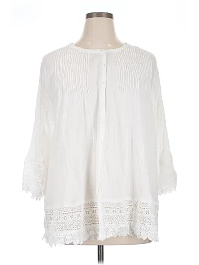 Pre-owned Ellos 3/4 Sleeve Blouse In White