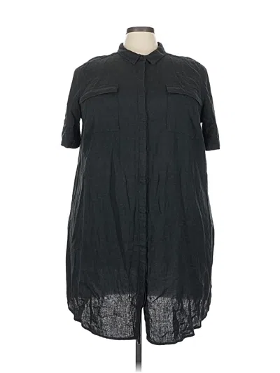 Pre-owned Ellos 3/4 Sleeve Button Down Shirt In Black