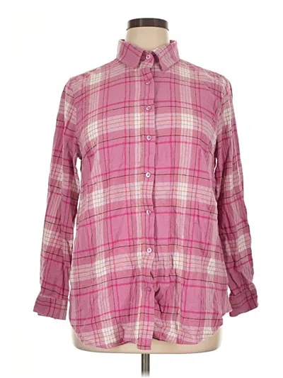 Pre-owned Ellos 3/4 Sleeve Button Down Shirt In Pink