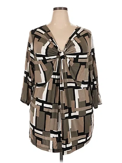 Pre-owned Ellos 3/4 Sleeve T-shirt In Brown