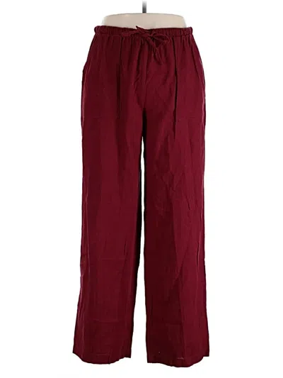 Pre-owned Ellos Linen Pants In Burgundy