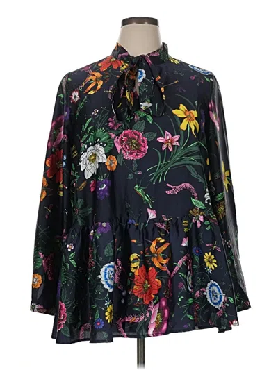 Pre-owned Ellos Long Sleeve Blouse In Black