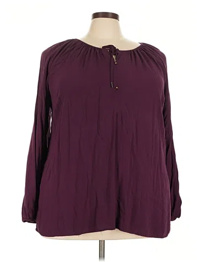Pre-owned Ellos Long Sleeve Blouse In Burgundy
