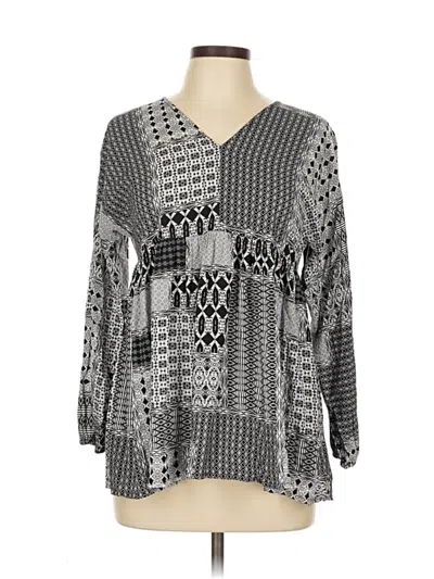 Pre-owned Ellos Long Sleeve Blouse In Gray