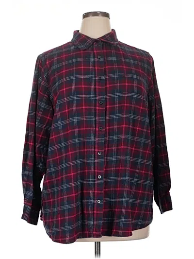 Pre-owned Ellos Long Sleeve Button Down Shirt In Burgundy