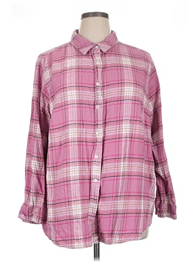 Pre-owned Ellos Long Sleeve Button Down Shirt In Pink
