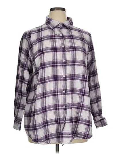 Pre-owned Ellos Long Sleeve Button Down Shirt In Purple