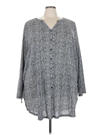 Pre-owned Ellos Long Sleeve Top Gray V-neck Tops