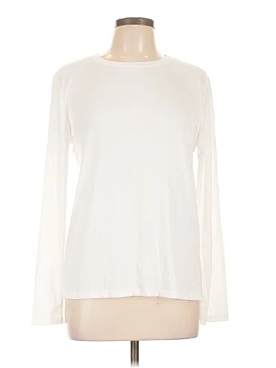 Pre-owned Ellos Long Sleeve Top Ivory Crew Neck Tops