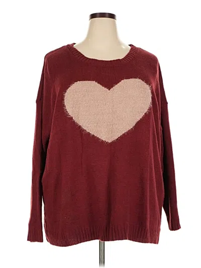 Pre-owned Ellos Pullover Sweater In Burgundy