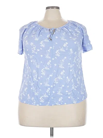 Pre-owned Ellos Short Sleeve Blouse In Blue