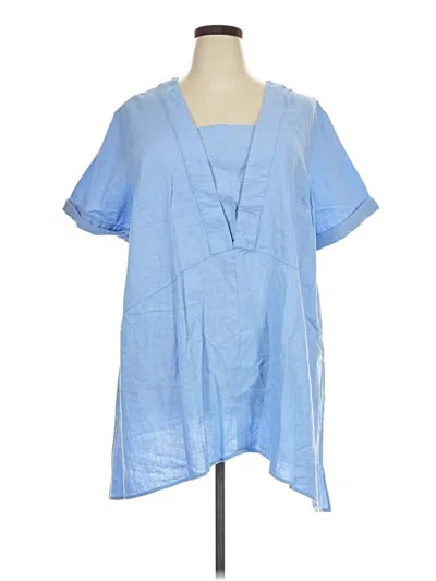 Pre-owned Ellos Short Sleeve Blouse In Blue