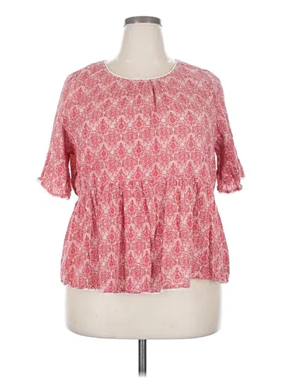Pre-owned Ellos Short Sleeve Blouse In Pink