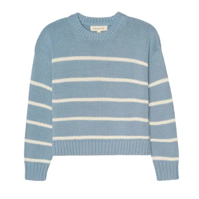Ellsworth & Ivey Women's Blue Elena Crewneck Sweater - Denim And Ivory
