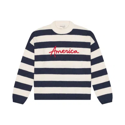 Ellsworth & Ivey Women's Blue Sadie Crewneck Sweater - America Stripes