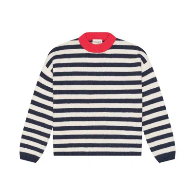 Ellsworth & Ivey Women's Blue Sadie Crewneck Sweater - Stripes