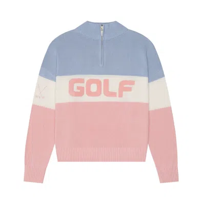 Ellsworth & Ivey Women's Madison Quarter Zip Sweater - Golf Colorblock In Green