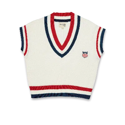 Ellsworth & Ivey Women's White American Shield Retro Sweater Vest In Multi